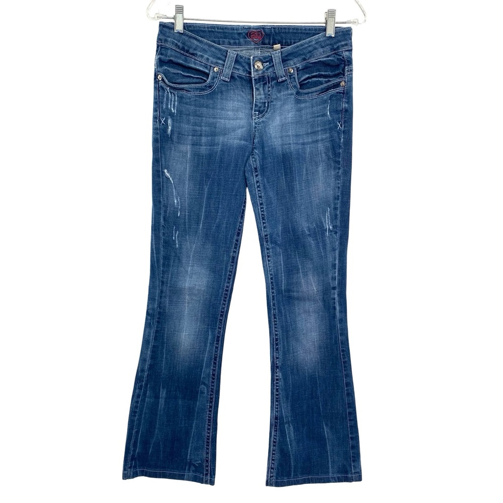 2B Bebe Y2K Womens Bootcut Jeans Embellished Embroidered Heart